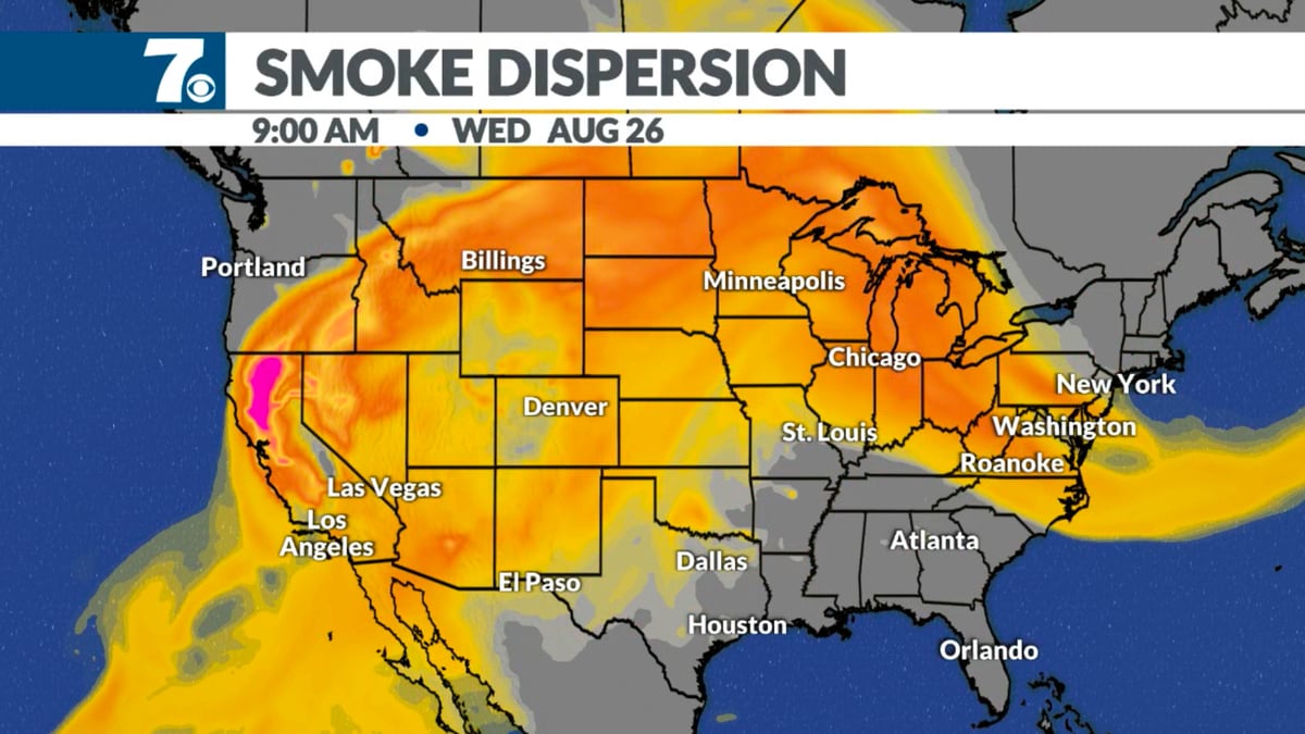 Smoke from the California fires has traveled thousands of miles across the country in the jet...