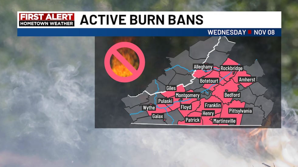 Active Burn Bans as of Wednesday evening