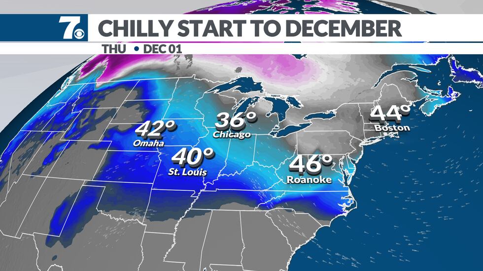 December starts out on the chilly side with highs in the 40s Thursday and Friday.