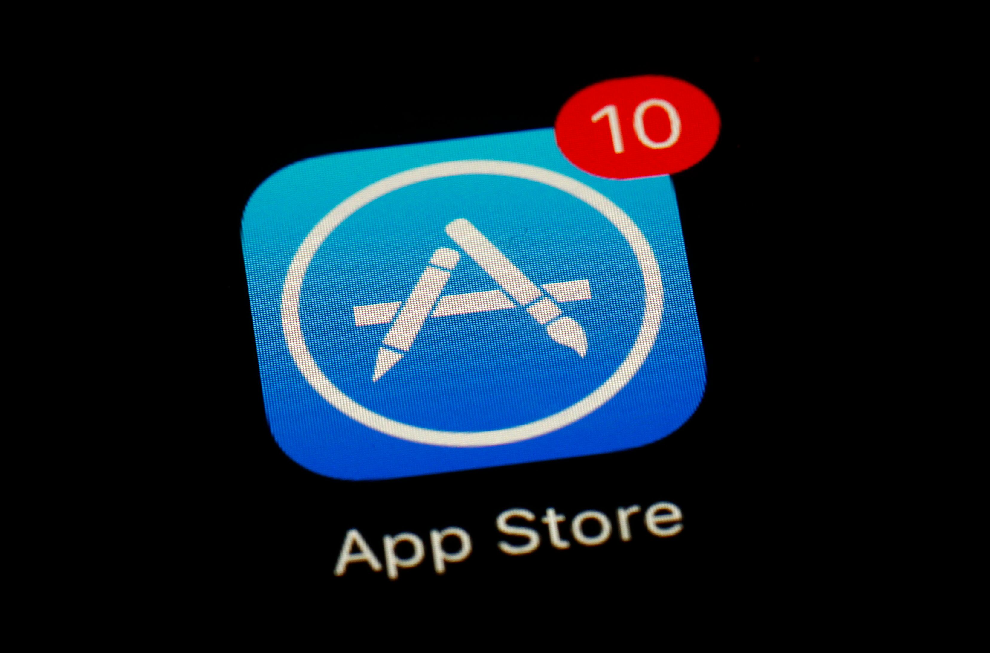 FILE - This March 19, 2018, file photo shows Apple's App Store app in Baltimore. As its iPhone...