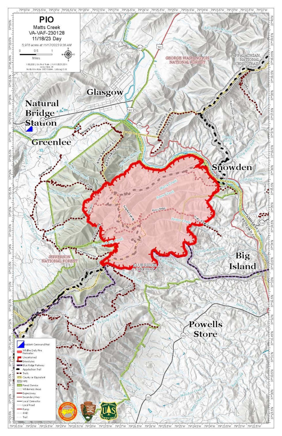 Matts Creek Fire map