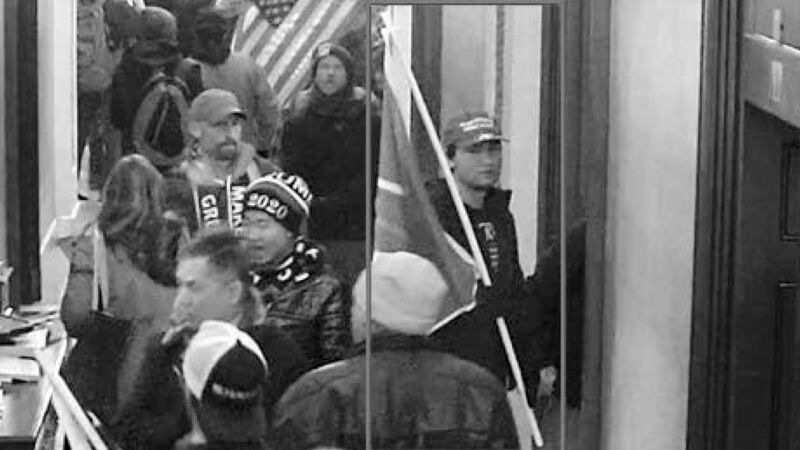 This image from security video of Christian Secor, seen in a hallway in the U.S. Capitol on...
