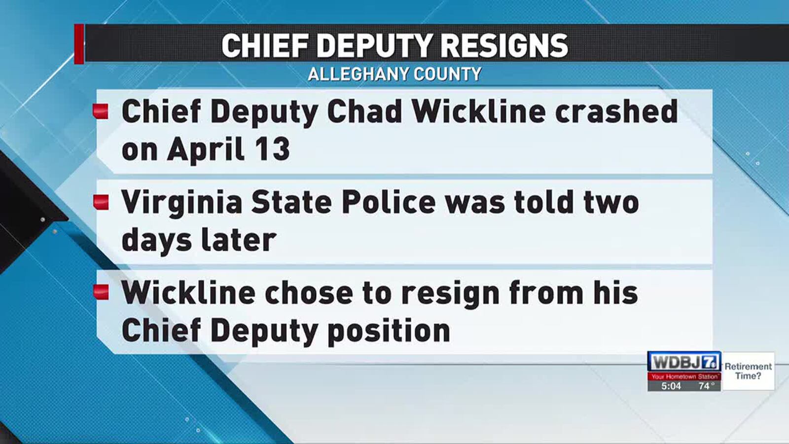 Former Alleghany County Chief Deputy charged for not reporting crash Former Alleghany County Chief Deputy charged for not reporting crash