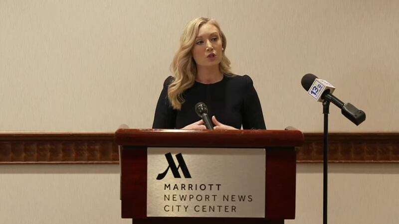 Diane Toscano, an attorney for a Abigail Zwerner, a Virginia teacher shot by a student, held a...